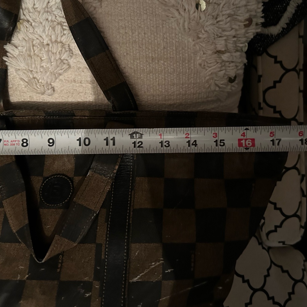 Fendi Brown and Black Checker Tote Bag - Picture 12 of 13